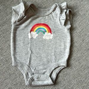 Rainbow onesie with frill cap sleeves. 0-3 months